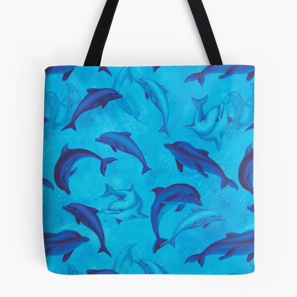 Item preview, Blue Dolphins On Grunge Blue Background  designed and sold by HauckClothing.