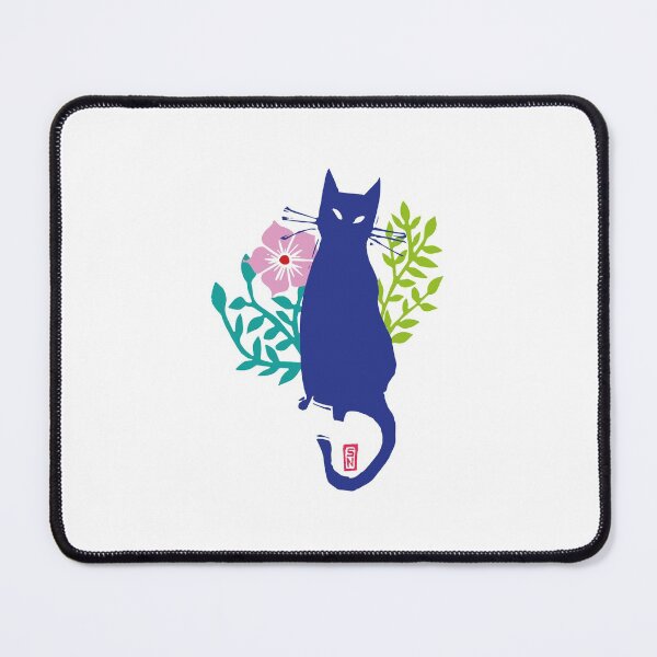 Item preview, Blue cat with flowers "Attentive" designed and sold by naposyl.