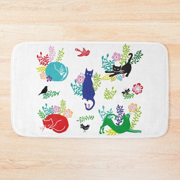Item preview, Blue cat with flowers "Attentive" designed and sold by naposyl.
