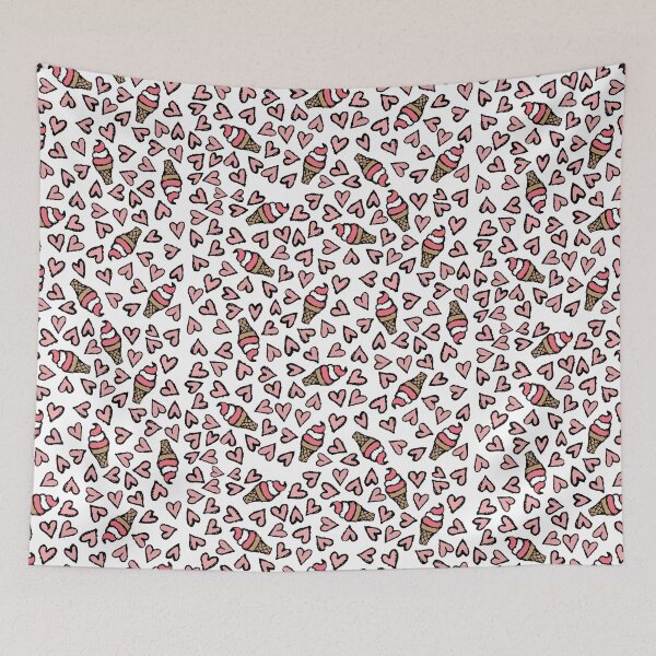 Item preview, Cute Pink Hearts and Ice Cream Cones Illustrations designed and sold by Blkstrawberry.