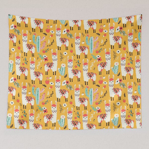 Item preview, Colorful Llama On Yellow Pattern designed and sold by fainaobun.