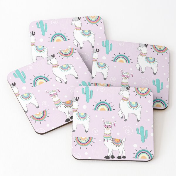Item preview, Cute Llama Rainbow Cactus On Pink Pattern designed and sold by fainaobun.