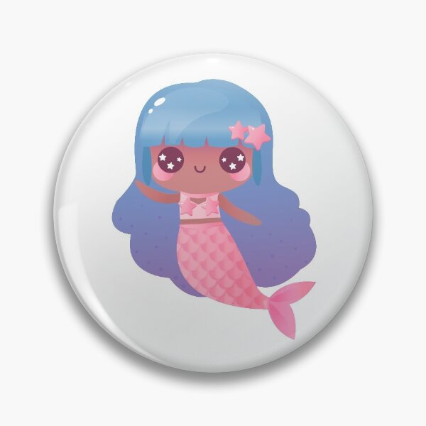 Item preview, Kawaii Mermaid Blue Purple Pink Ombre Hair Star Blushing Girl Mermaid Tail designed and sold by Simplyy  Unique.