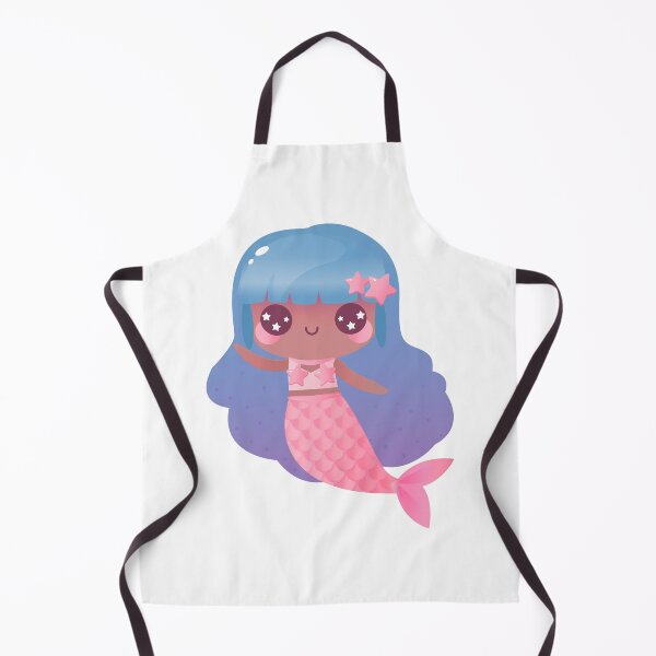 Item preview, Kawaii Mermaid Blue Purple Pink Ombre Hair Star Blushing Girl Mermaid Tail designed and sold by Simplyy Unique.