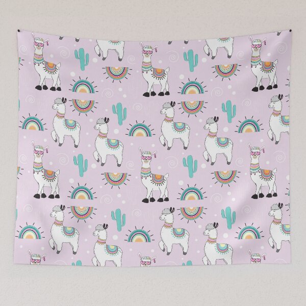 Item preview, Cute Llama Rainbow Cactus On Pink Pattern designed and sold by fainaobun.