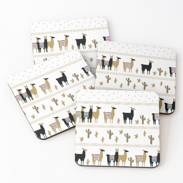 Item preview, Horizontal Gold Llama Cactus Pattern designed and sold by fainaobun.