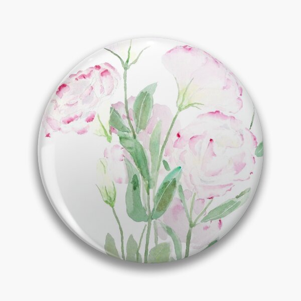 Item preview, hand painted pink eustoma flowers  watercolor painting 2021 designed and sold by SelenePaintings .