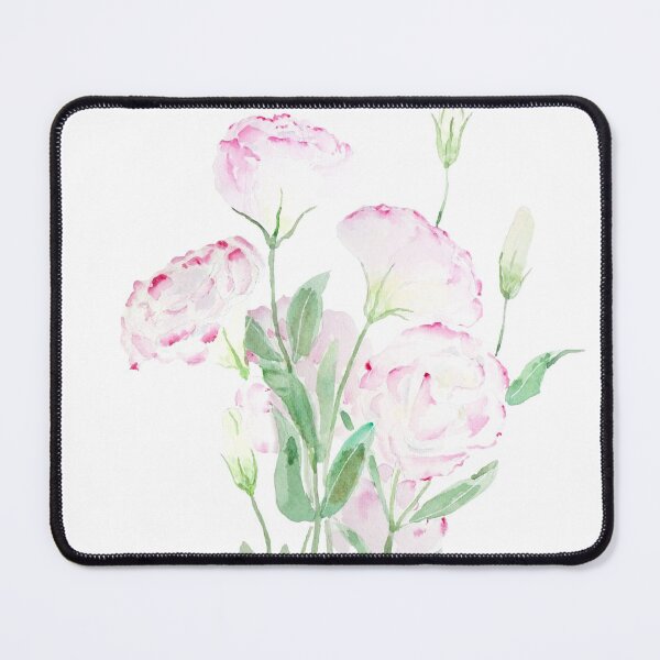 Item preview, hand painted pink eustoma flowers  watercolor painting 2021 designed and sold by ColorandColor.