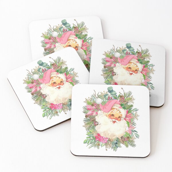 Item preview, Vintage Inspired Pink Santa Claus surrounded by winter florals designed and sold by BadaBlingLtd21.