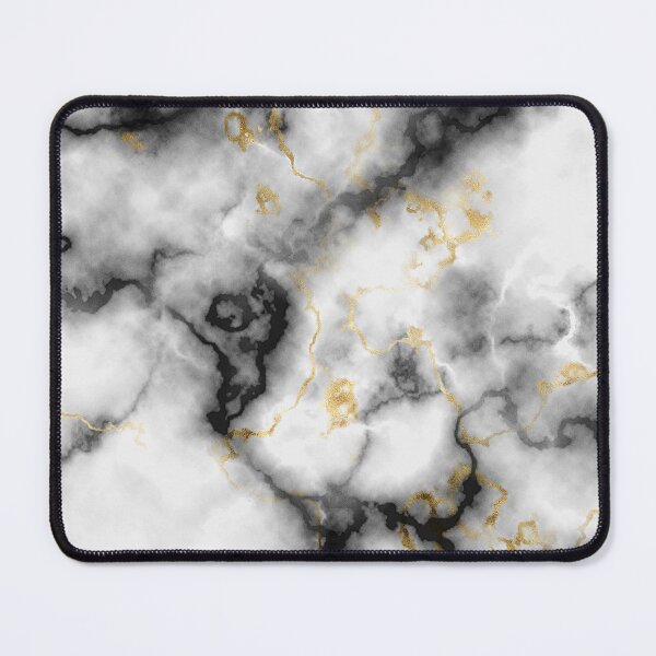 Black and white marble with gold Mouse Pad