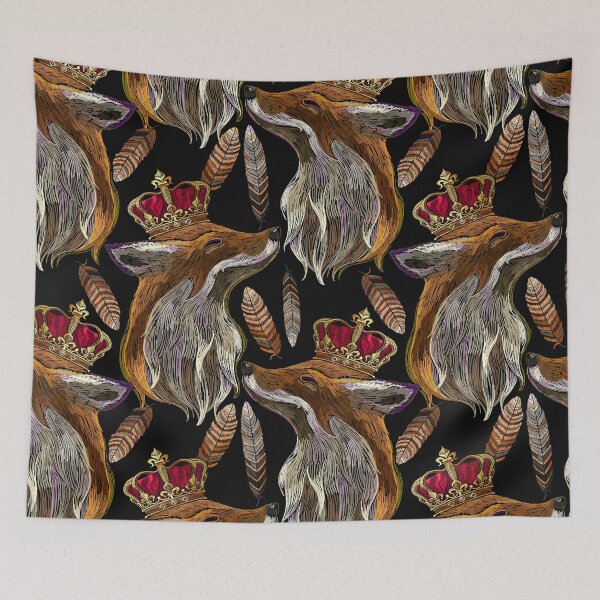 Item preview, Embroidery fox in crown designed and sold by HarleyGarner.