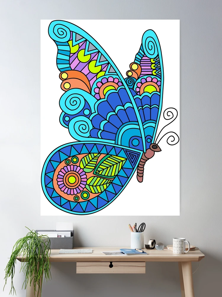 Tableau velours a colorier MANDALA PAPILLON Sericolor - Dessin - Coloriage