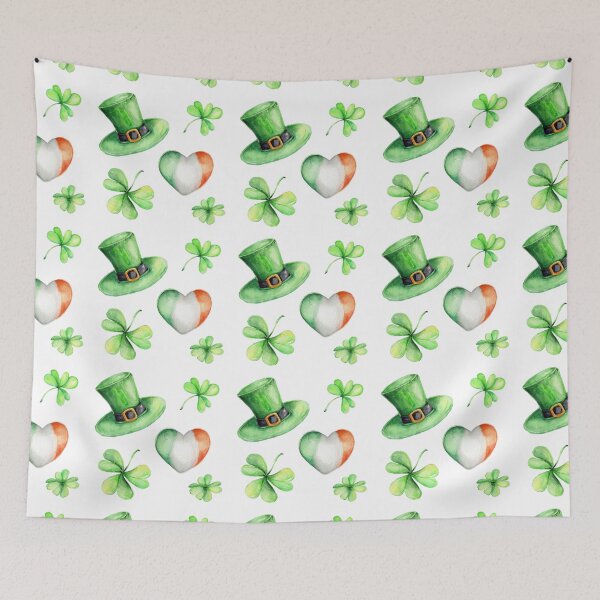 Item preview, Irish Seamless pattern with green hats designed and sold by HarleyGarner.