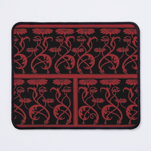 Item preview, Floral Art Noveau Assyrian Influenced Horizontal Stripe Pattern Black and Red designed and sold by pelagio.