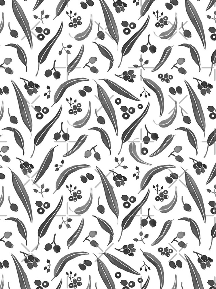 Eucalyptus Leaves Watercolour in Black and White Palette by CircusCreative