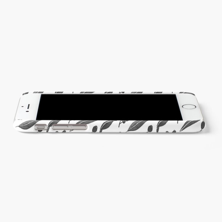 Alternate view of Eucalyptus Leaves Watercolour in Black and White Palette iPhone Case