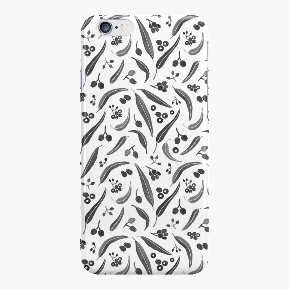 Eucalyptus Leaves Watercolour in Black and White Palette iPhone Case