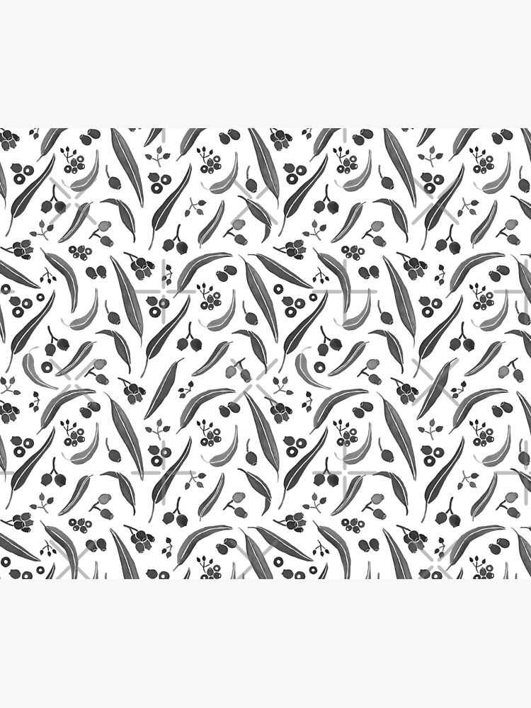 Eucalyptus Leaves Watercolour in Black and White Palette by CircusCreative