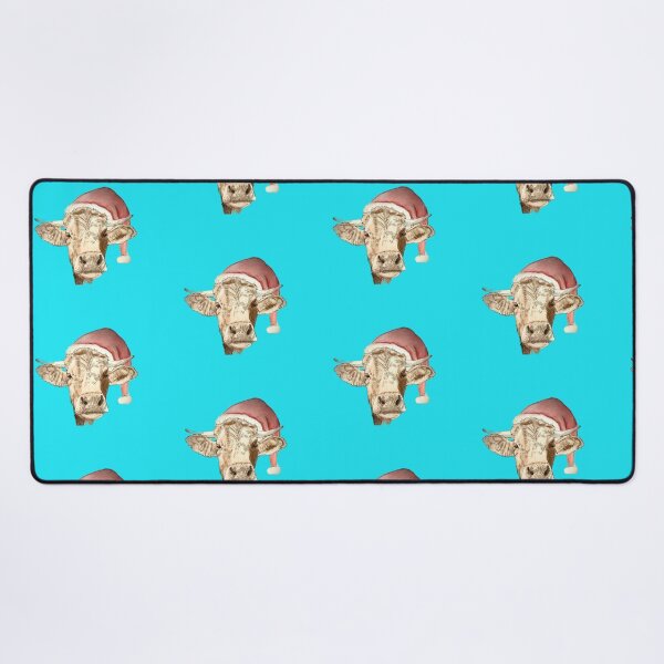 Festive Merry Christmas Cow Farm Animal Desk Mat