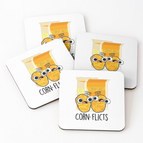 Item preview, Corn-flicts Cute Corn Flakes Pun designed and sold by punnybone.