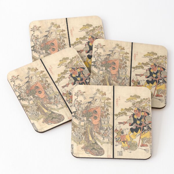 Item preview, Japanese Vintage Prints Flower Seller and Monk Offering Gifts to Two Children designed and sold by Hanlar.