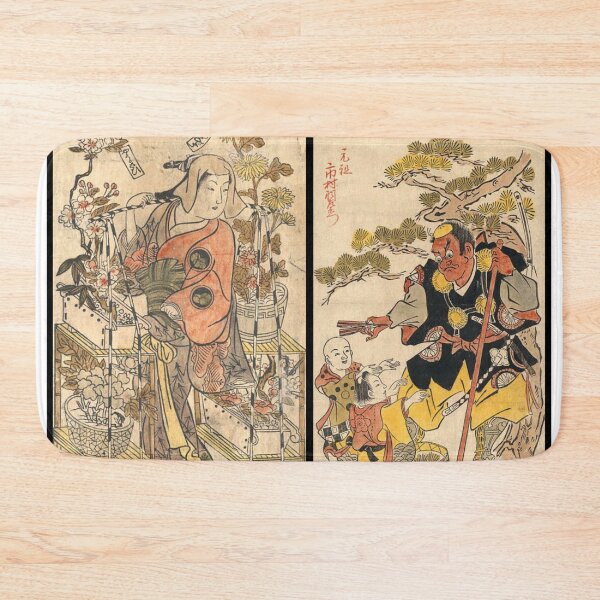 Item preview, Japanese Vintage Prints Flower Seller and Monk Offering Gifts to Two Children designed and sold by Hanlar.