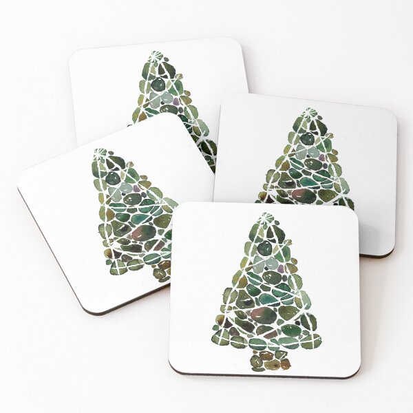 Item preview, Watercolour Pebble Christmas Tree for the Holiday Season designed and sold by JoJagoArt.