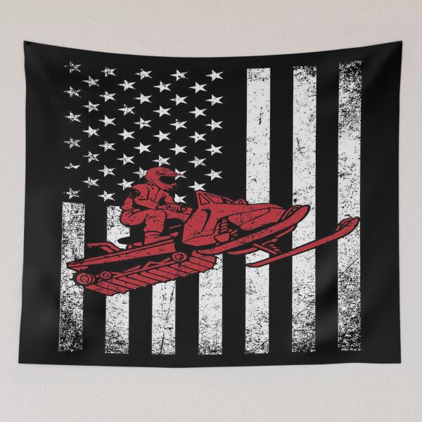 Item preview, Retro Snowmobile American Flag Black designed and sold by AlysaWithArt.