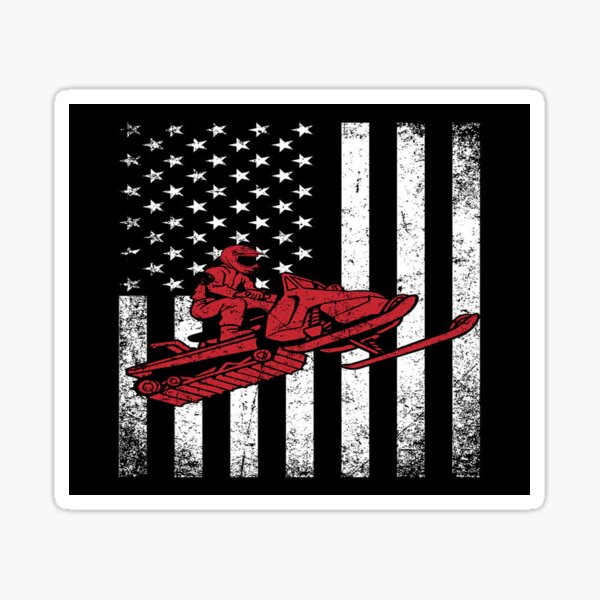 Item preview, Retro Snowmobile American Flag Black designed and sold by AlysaWithArt.