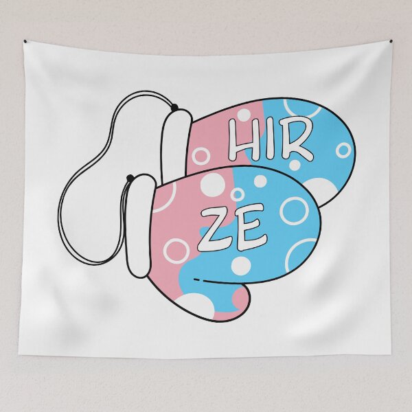 Item preview, Trans Pride Pronoun Mittens Ze/Hir designed and sold by BiOurPride.