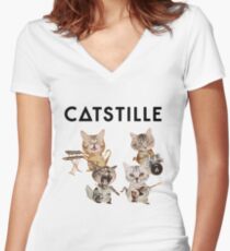 CATSTILLE Women's Fitted V-Neck T-Shirt