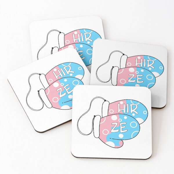 Item preview, Trans Pride Pronoun Mittens Ze/Hir designed and sold by BiOurPride.