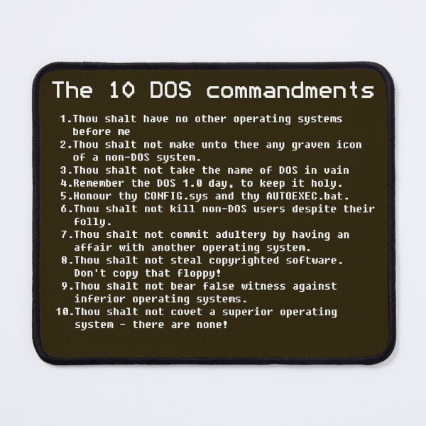 Item preview, The 10 DOS commandments designed and sold by Texty-Tshirts.
