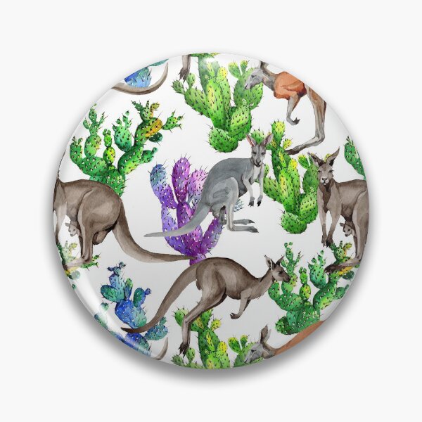 Item preview, Watercolor Kangaroo Multicolor Cactus designed and sold by JaskolArt.