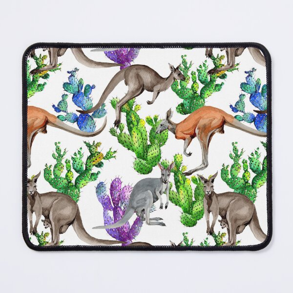 Item preview, Watercolor Kangaroo Multicolor Cactus designed and sold by JaskolArt.