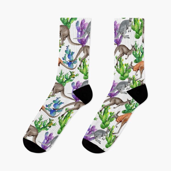 Item preview, Watercolor Kangaroo Multicolor Cactus designed and sold by JaskolArt.