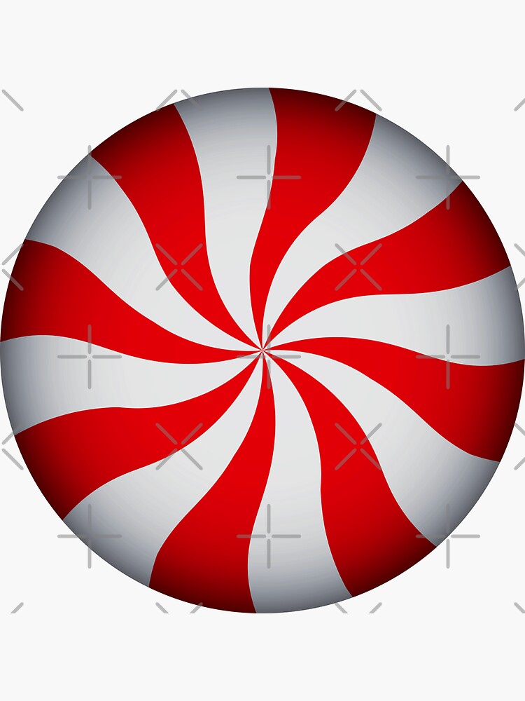 Single Round Christmas Peppermint on Green Sticker