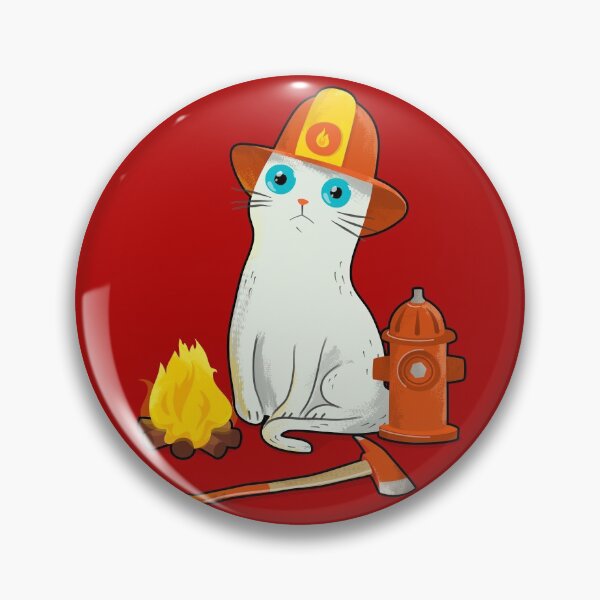 Item preview, Intense Gaze Firefighter white Cat  designed and sold by zorrorojo.