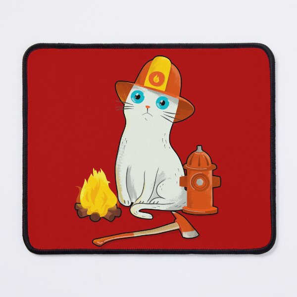 Item preview, Intense Gaze Firefighter white Cat  designed and sold by zorrorojo.
