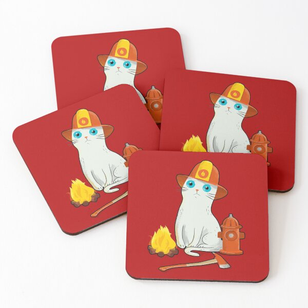 Item preview, Intense Gaze Firefighter white Cat  designed and sold by zorrorojo.
