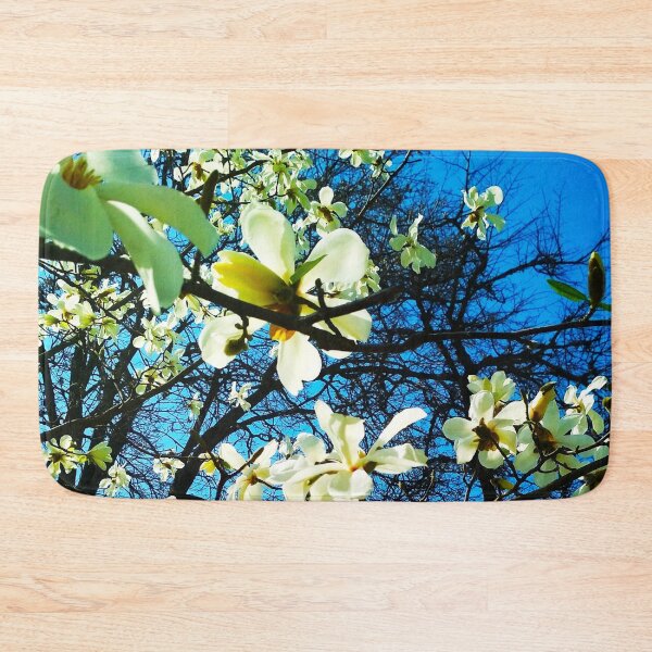 Item preview, White magnolia tree in blossom, natural background, spring season  designed and sold by helenkaiy.