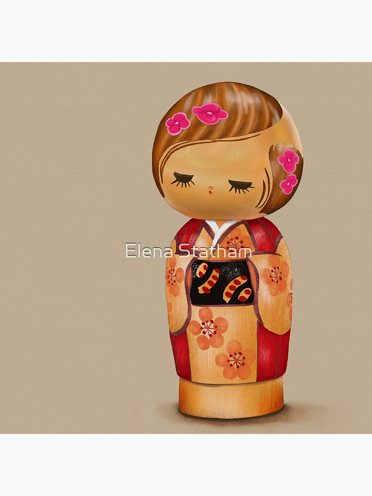"Kokeshi " Sticker by ElenaSatatham Redbubble