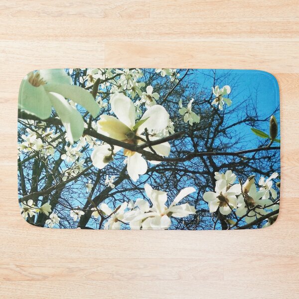 Item preview, White magnolia tree in blossom, natural background, spring season  designed and sold by helenkaiy.