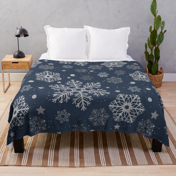 Item preview, Silver snowflakes on navy designed and sold by Katerina Mitkova Kirilova.