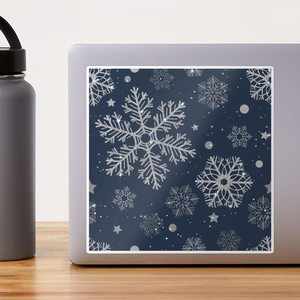 Silver snowflakes on dark red Art Print by Katerina Kirilova