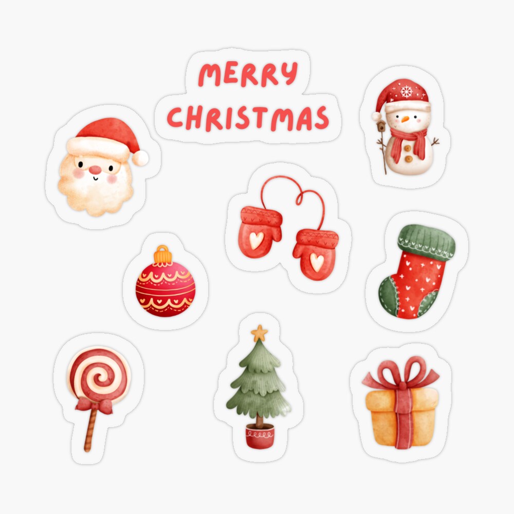 Cute Christmas Stickers - Merry Christmas Sticker for Sale by  WolfPackDesigns