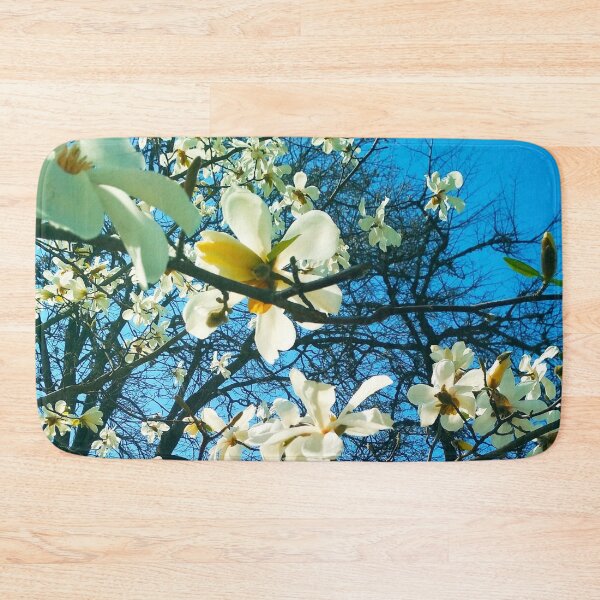 Item preview, White magnolia tree in blossom, natural background, spring season  designed and sold by helenkaiy.