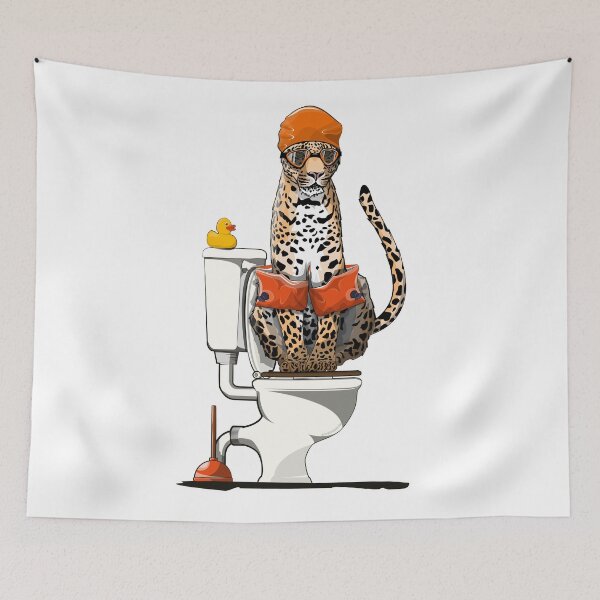 Item preview, Leopard on the Toilet, funny Animal Safari Bathroom Joke designed and sold by Wyattdesign.