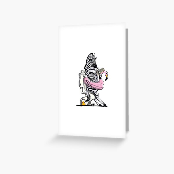 Zebra on the Toilet, funny Animal Safari Bathroom Joke Greeting Card