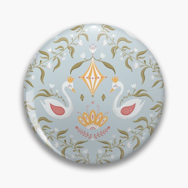 Item preview, Flower pattern with swan and crown light blue blue designed and sold by lineosa.